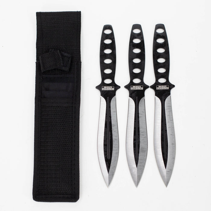 Defender-Xtream | 8" Black & Sliver Blade 3 Pc Throwing Knives with Sheath [6778] Throwing Knife Canadian Distributor
