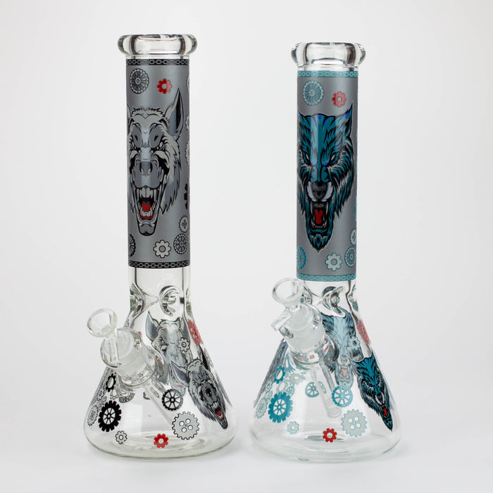 13.5 " JJ WOLF GLOW IN THE DARK BONG Glass Bong JJ Distribution