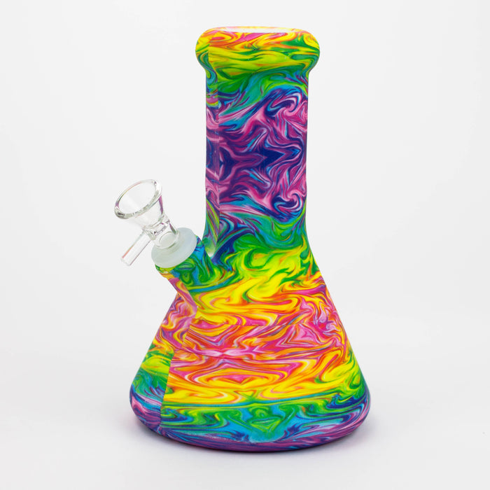 8" Silicone Bong With Assorted Graphics [7050094B] Resin · Silicone · Plastic Bong Purple Haze Smoke Inc