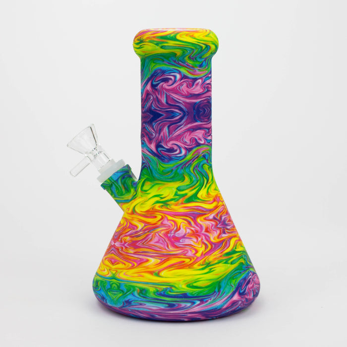 8" Silicone Bong With Assorted Graphics [7050094B] Resin · Silicone · Plastic Bong Purple Haze Smoke Inc