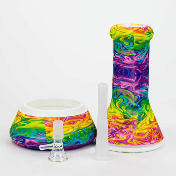 8" Silicone Bong With Assorted Graphics [7050094B] Resin · Silicone · Plastic Bong Purple Haze Smoke Inc