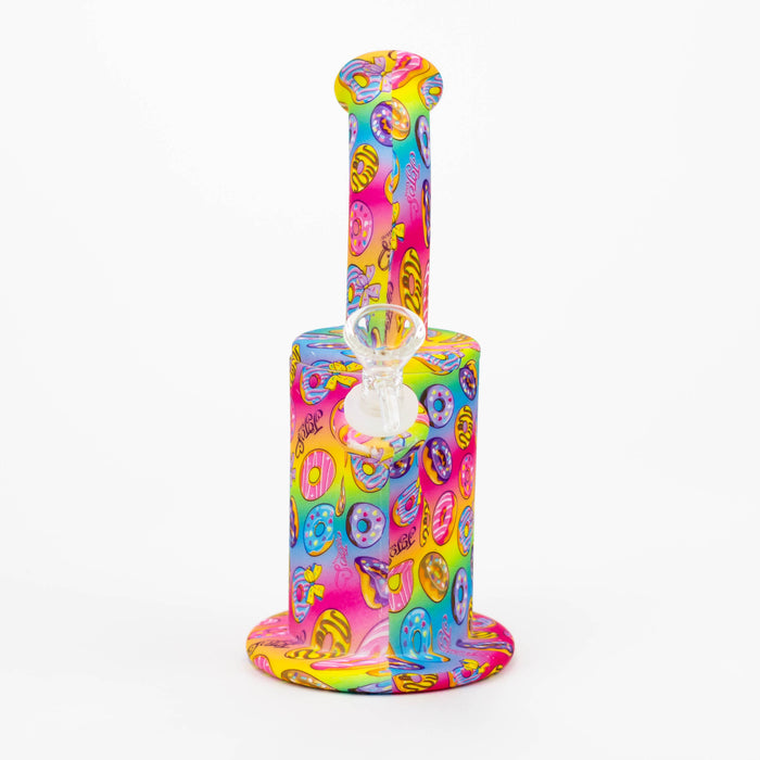 9" Silicone Bong With Assorted Graphics [7050067B] Resin · Silicone · Plastic Bong Purple Haze Smoke Inc