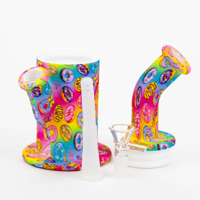 9" Silicone Bong With Assorted Graphics [7050067B] Resin · Silicone · Plastic Bong Purple Haze Smoke Inc