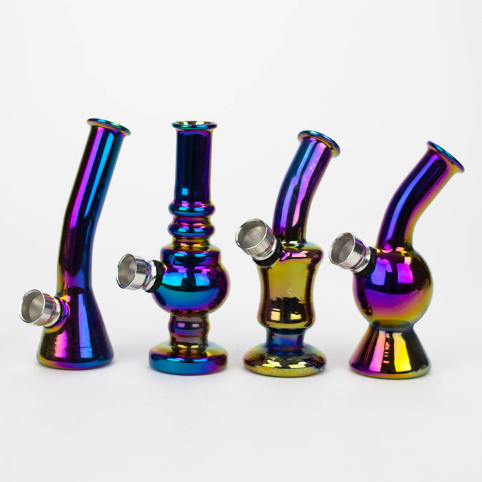 5" mini glass bong with metallic finish Box of 12 [BG264] Bongs 777 Smoke