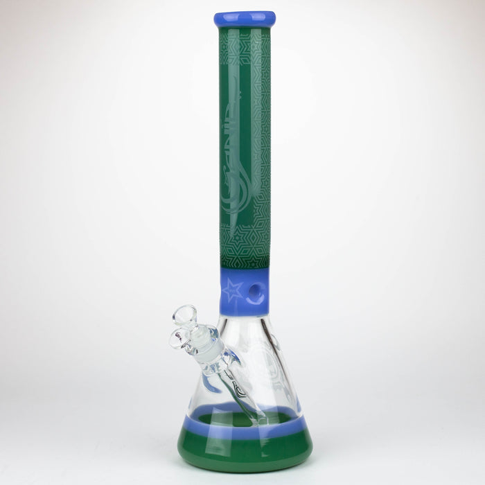Genie | 17" sandblasted artwork tube 7 mm glass water bong [GB21006] Glass Bong ONE Green A