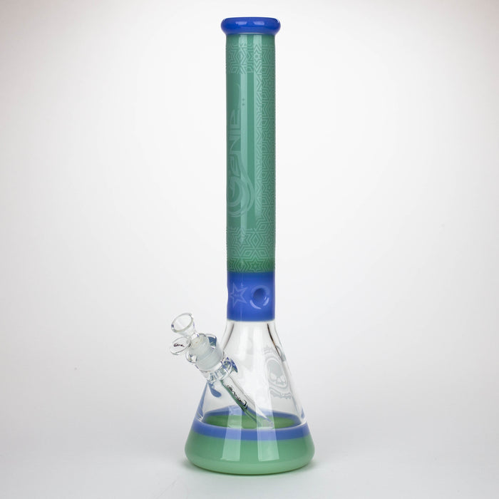 Genie | 17" sandblasted artwork tube 7 mm glass water bong [GB21006] Glass Bong ONE Green B