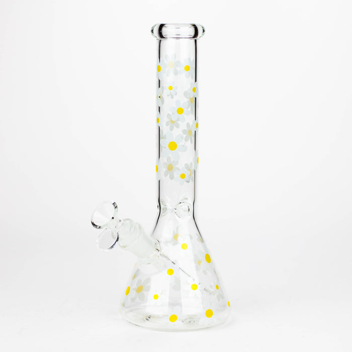 Z10" Glass Bong With Daisy Design [BH1063] Glass Bong 777 Smoke