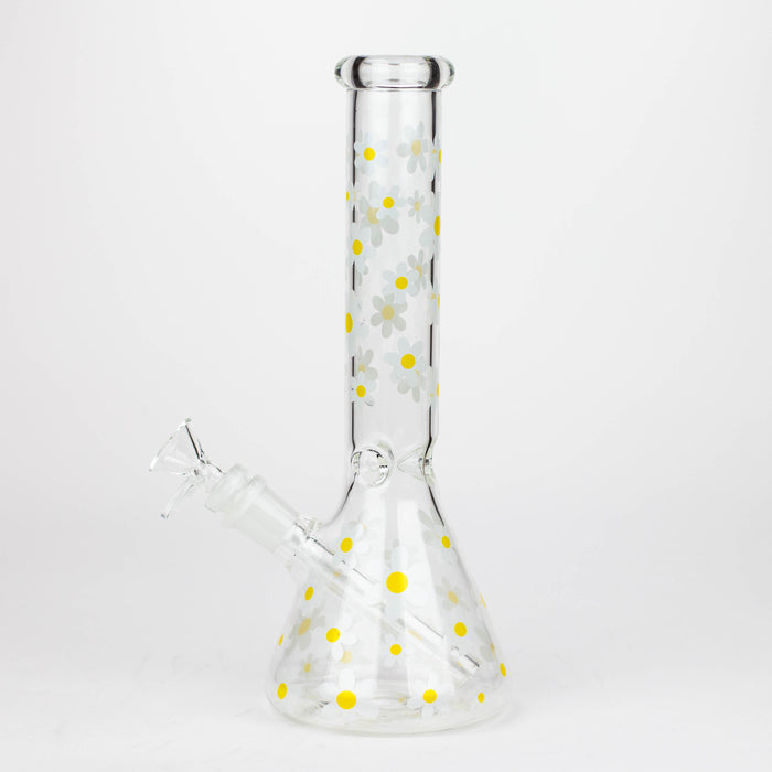 Z10" Glass Bong With Daisy Design [BH1063] Glass Bong 777 Smoke