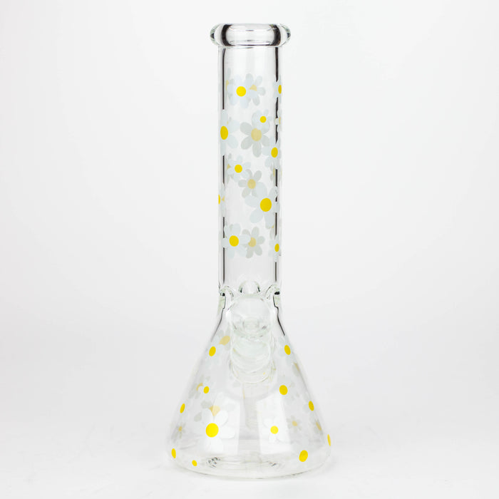 Z10" Glass Bong With Daisy Design [BH1063] Glass Bong 777 Smoke