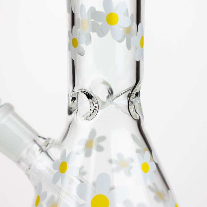 Z10" Glass Bong With Daisy Design [BH1063] Glass Bong 777 Smoke