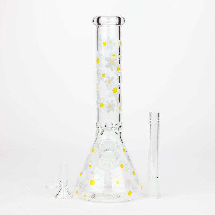 Z10" Glass Bong With Daisy Design [BH1063] Glass Bong 777 Smoke