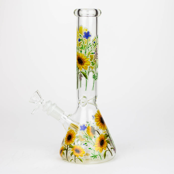 10" Glow in the dark Glass Bong With Flower Design [BH1061/062]