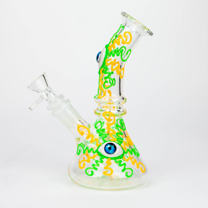 Z8" Glow in the dark Glass Bong With Eye Design [BH090] Glass Bong 777 Smoke