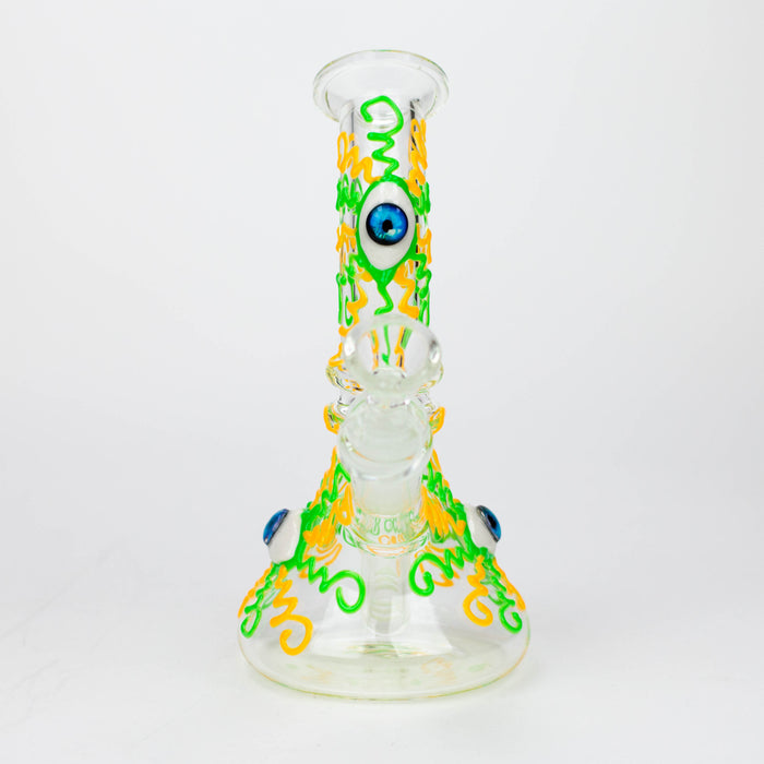 Z8" Glow in the dark Glass Bong With Eye Design [BH090] Glass Bong 777 Smoke
