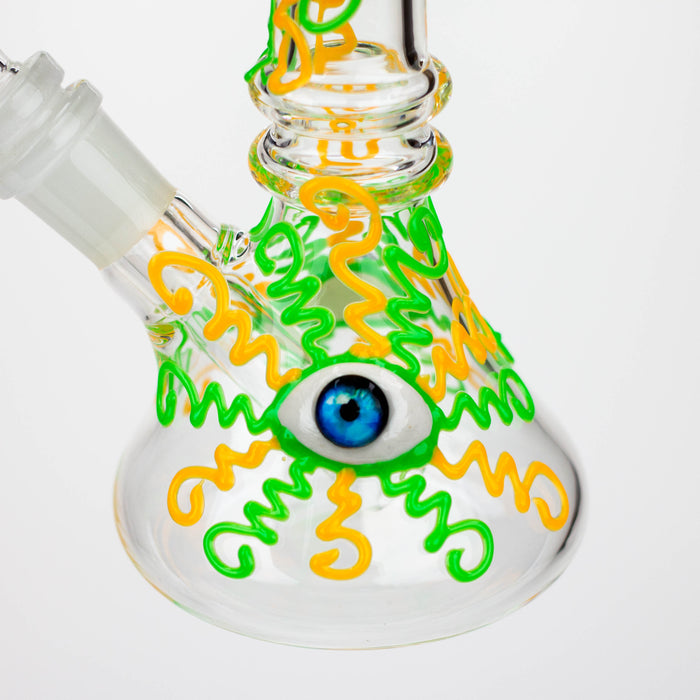 Z8" Glow in the dark Glass Bong With Eye Design [BH090] Glass Bong 777 Smoke