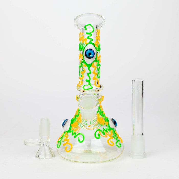 Z8" Glow in the dark Glass Bong With Eye Design [BH090] Glass Bong 777 Smoke