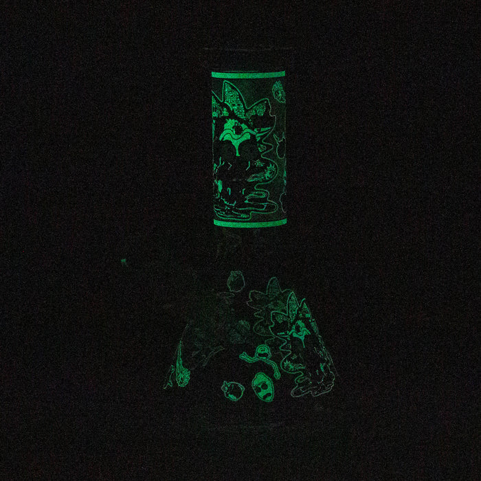 8" Glow in the dark Glass Bong with RM design [BH085] Bongs 777 Smoke