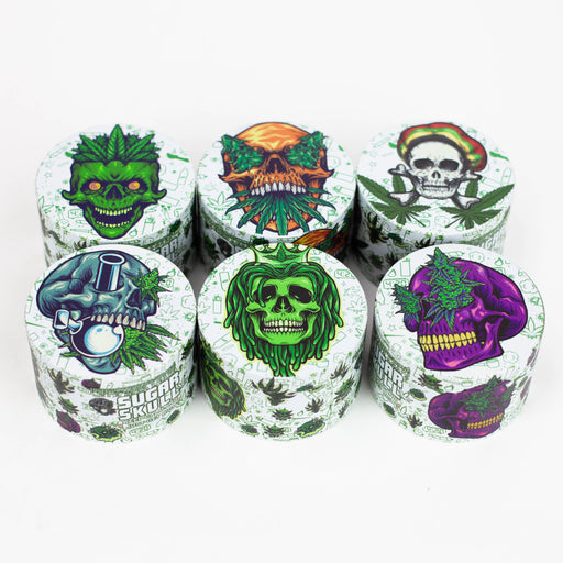 Z2.5" Metal Grinder 4 Layers with New Sugar Skull Design Box of 6 [GZ302] Display Pack 777 Smoke