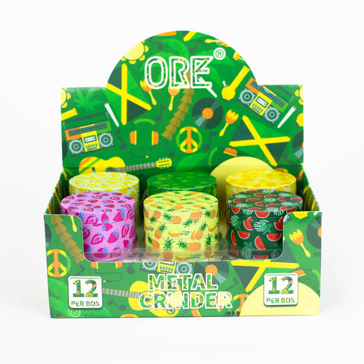 Z2.5" Metal Grinder 4 Layers with Fruit Design Box of 12 [GZ303] Display Pack 777 Smoke