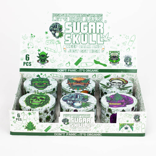 Z2.5" Metal Grinder 4 Layers with New Sugar Skull Design Box of 6 [GZ302] Display Pack 777 Smoke