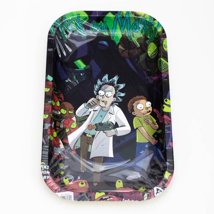 MEDIUM METAL ROLLING TRAY Tray Purple Haze Smoke Inc R&M Cartoon 2