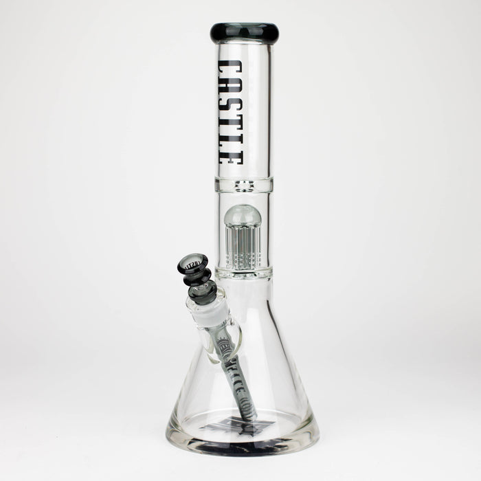 Castle Glassworks | 14" 8-arm Beaker Bong [CP-003] Glass Bong Castle Glassworks Grey