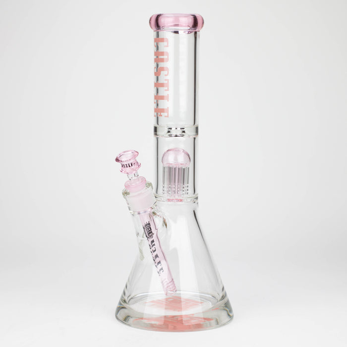 Castle Glassworks | 14" 8-arm Beaker Bong [CP-003] Glass Bong Castle Glassworks Pink