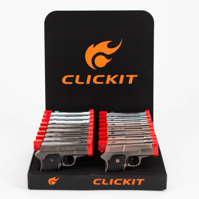 CLICKIT | Single flame Pistol Torch lighter Display of 16 [GH-10260-1]