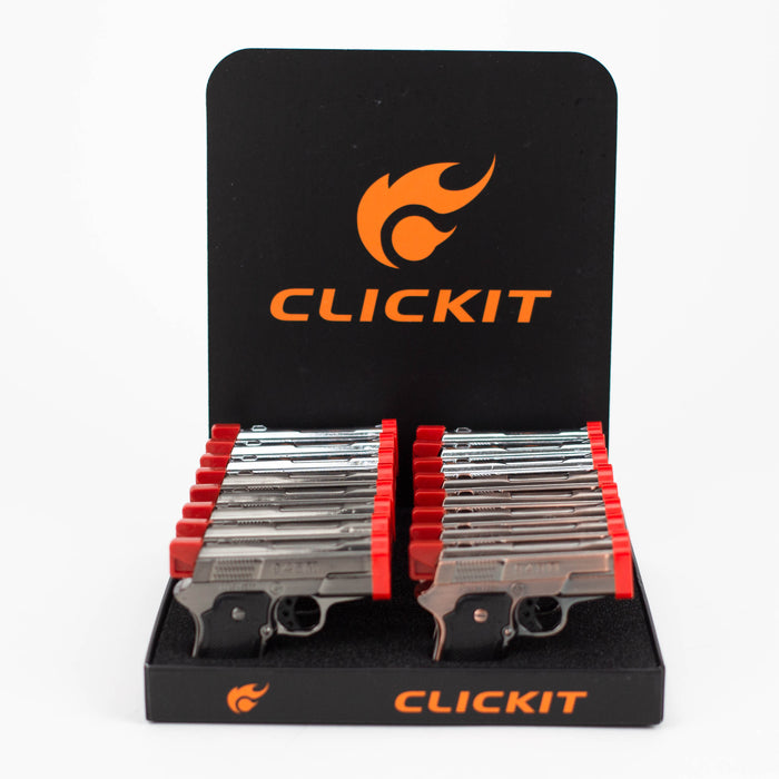CLICKIT | Single flame Pistol Torch lighter Display of 16 [GH-10260-1]
