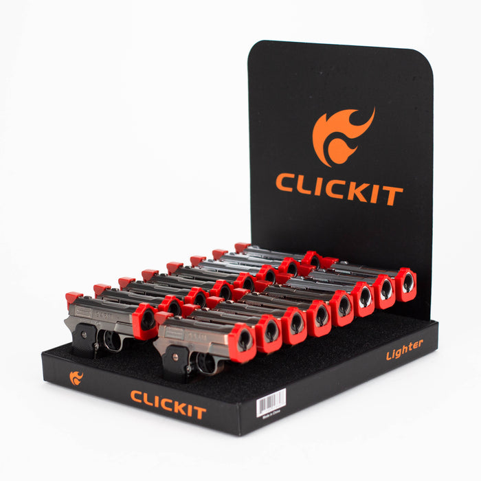 CLICKIT | Single flame Pistol Torch lighter Display of 16 [GH-10260-1]