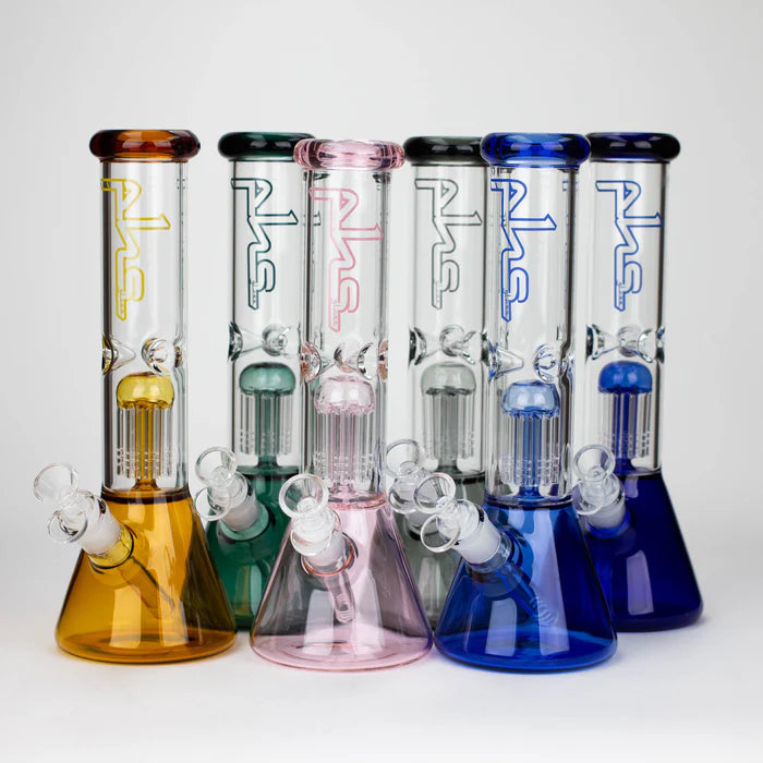 [6 Pack Bundle] PHS | 12" Glass beaker color Bong with tree arm percolator [PHSPR-12]