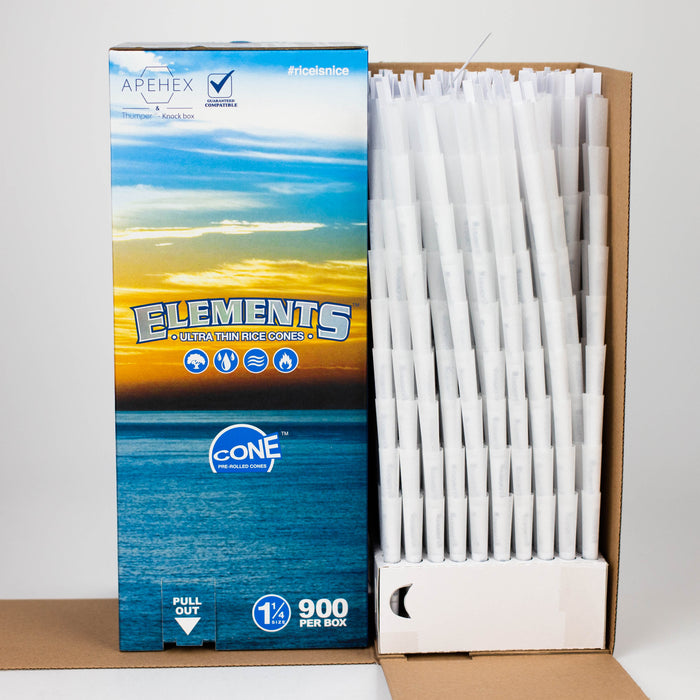 ELEMENTS | Ultra thin 1 1/4 pre-rolled 900 Rice Cones ROLLING PAPER ONE