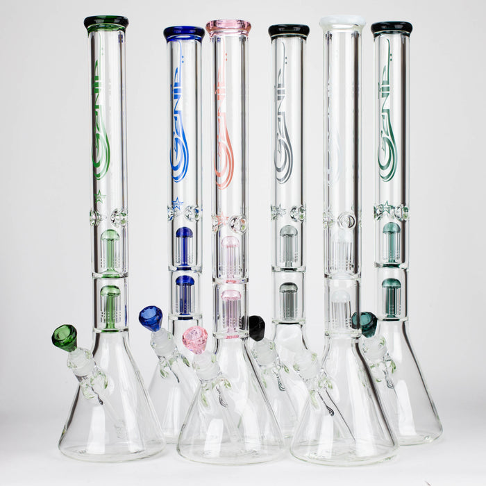 GENIE | 24" Dual 6 arms 9mm glass water beaker bong [GB1906]