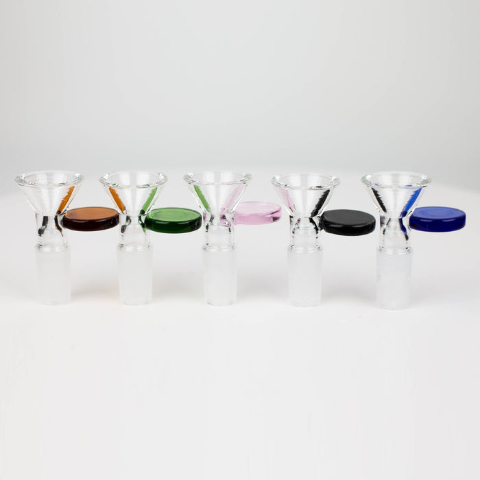 Glass bowl with  color round handle for 14 mm Pack of 3