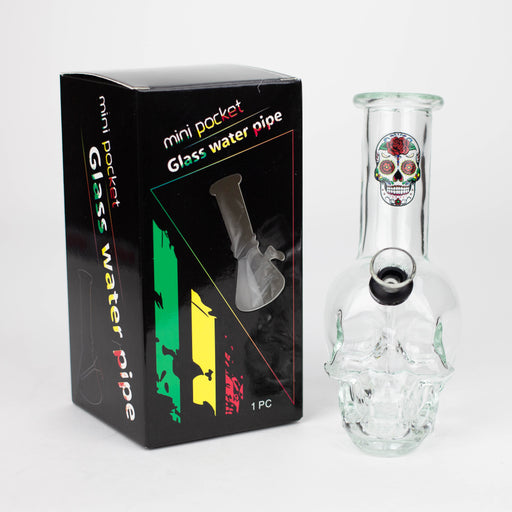 Z6" Mini Skull base soft glass water bong [BS11] Glass Bong 777 Smoke