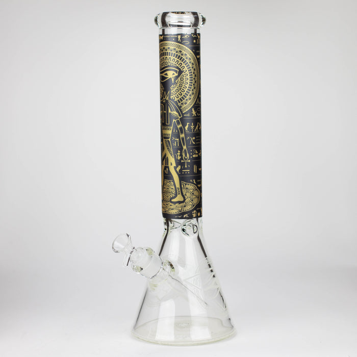 15.5" Egyptian Hieroglyph / 7 mm / Glow in the dark / Glass Bong [LL034-YLW] Glass Bong JJ Distribution