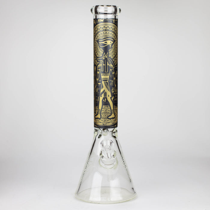 15.5" Egyptian Hieroglyph / 7 mm / Glow in the dark / Glass Bong [LL034-YLW] Glass Bong JJ Distribution