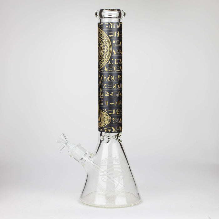15.5" Egyptian Hieroglyph / 7 mm / Glow in the dark / Glass Bong [LL034-YLW] Glass Bong JJ Distribution