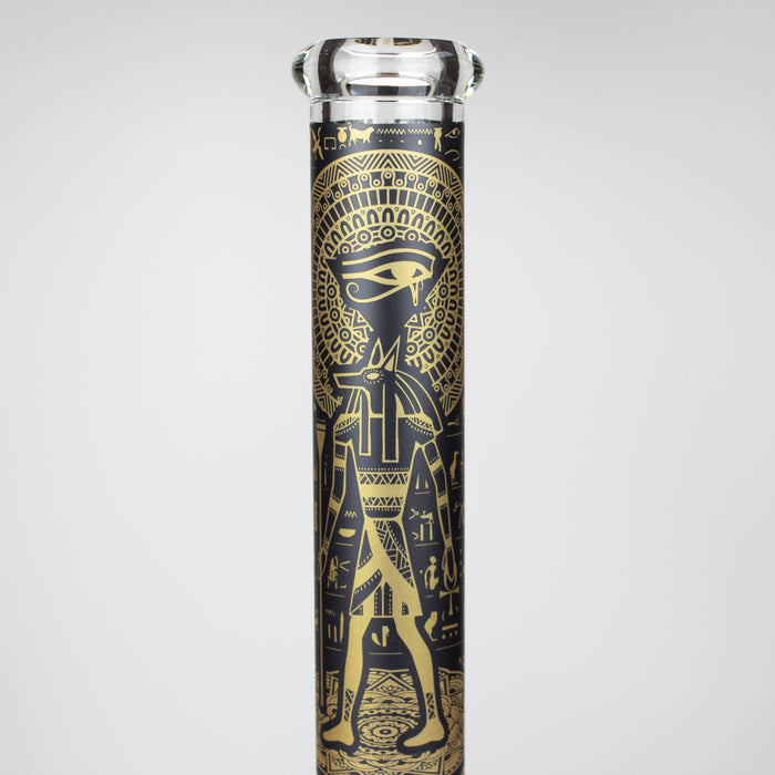 15.5" Egyptian Hieroglyph / 7 mm / Glow in the dark / Glass Bong [LL034-YLW] Glass Bong JJ Distribution