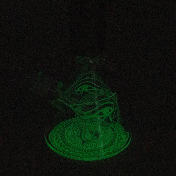 15.5" Egyptian Hieroglyph / 7 mm / Glow in the dark / Glass Bong [LL034-YLW] Glass Bong JJ Distribution