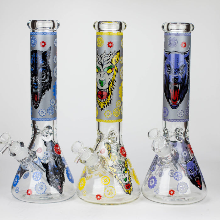 13.5 " JJ WOLF GLOW IN THE DARK GLASS BONG [LL036] Glass Bong JJ Distribution