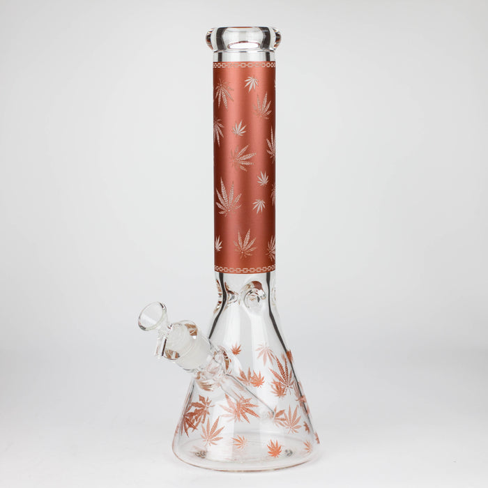 14" Leaf Glow in the dark 7 mm glass bong [LL033] Glass Bong JJ Distribution Red