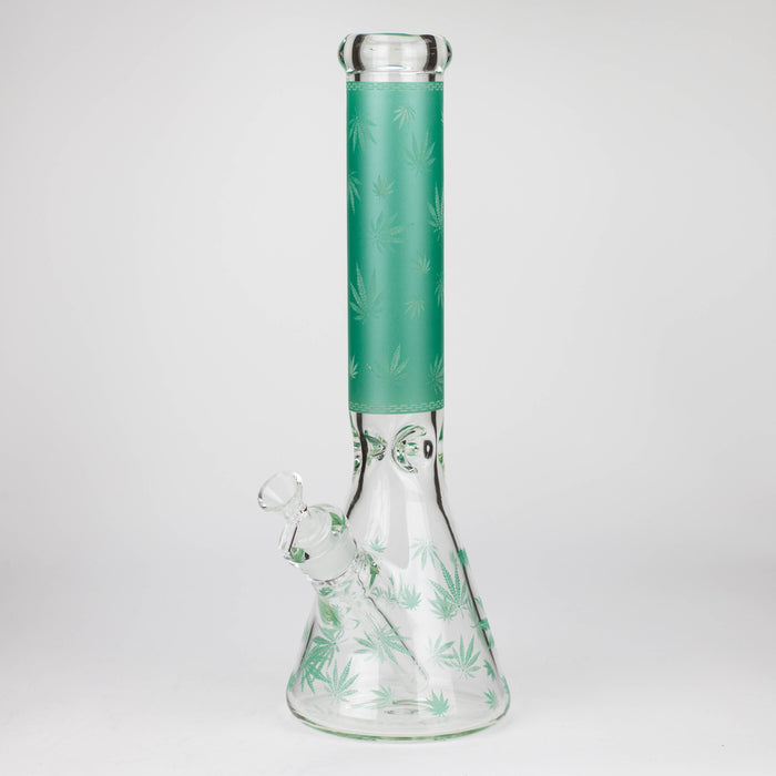 14" Leaf Glow in the dark 7 mm glass bong [LL033] Glass Bong JJ Distribution Green
