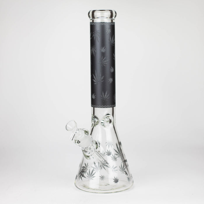 14" Leaf Glow in the dark 7 mm glass bong [LL033] Glass Bong JJ Distribution Black