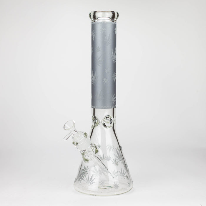 14" Leaf Glow in the dark 7 mm glass bong [LL033] Glass Bong JJ Distribution Grey