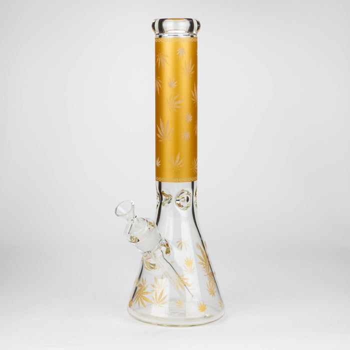 14" Leaf Glow in the dark 7 mm glass bong [LL033] Glass Bong JJ Distribution Yellow