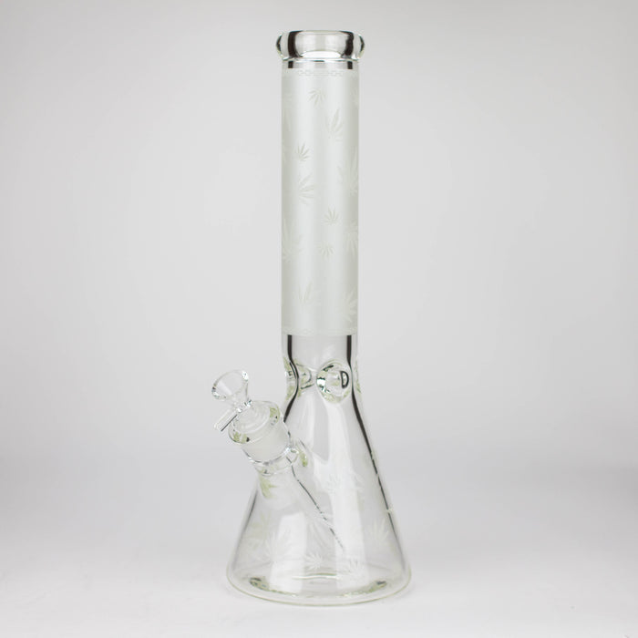 14" Leaf Glow in the dark 7 mm glass bong [LL033] Glass Bong JJ Distribution White