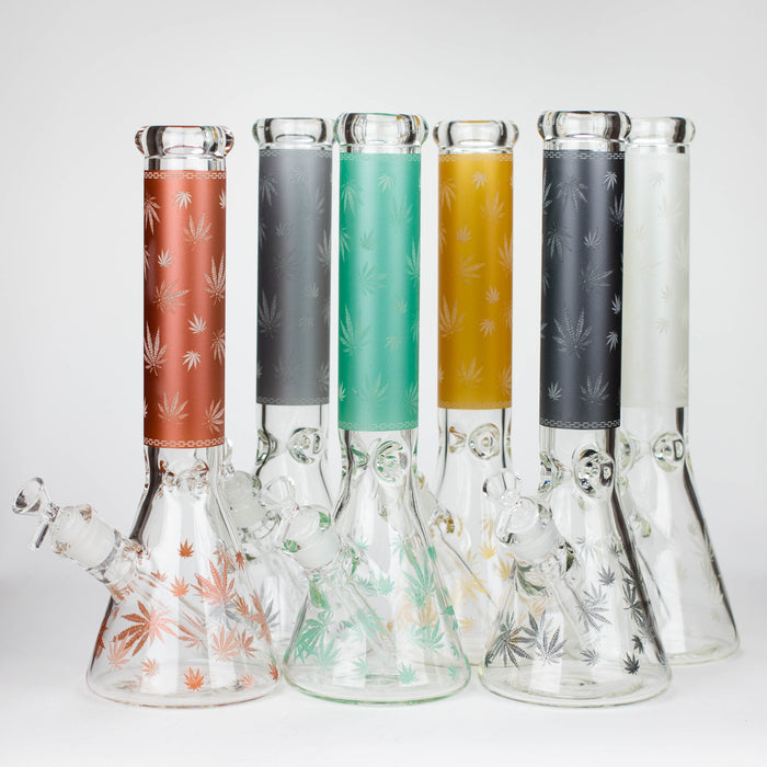 14" Leaf Glow in the dark 7 mm glass bong [LL033] Glass Bong JJ Distribution