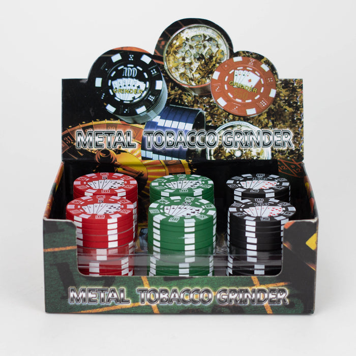 1.5" Casino Chips Metal Grinder 3 Layers Box of 12 [GZ371] Display 777 Smoke