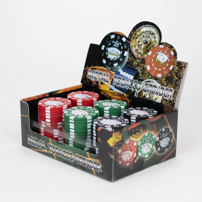 1.5" Casino Chips Metal Grinder 3 Layers Box of 12 [GZ371] Display 777 Smoke